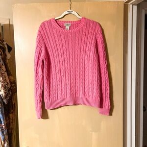 L.L. Bean Feminine Pink Cable Knit Sweater